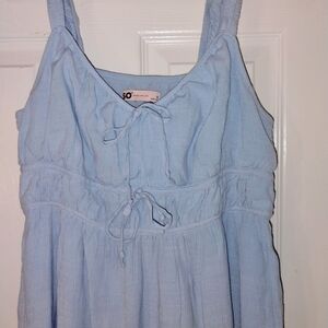 SO Light Blue Cotton Tie-Front Midi Dress PTP 18"